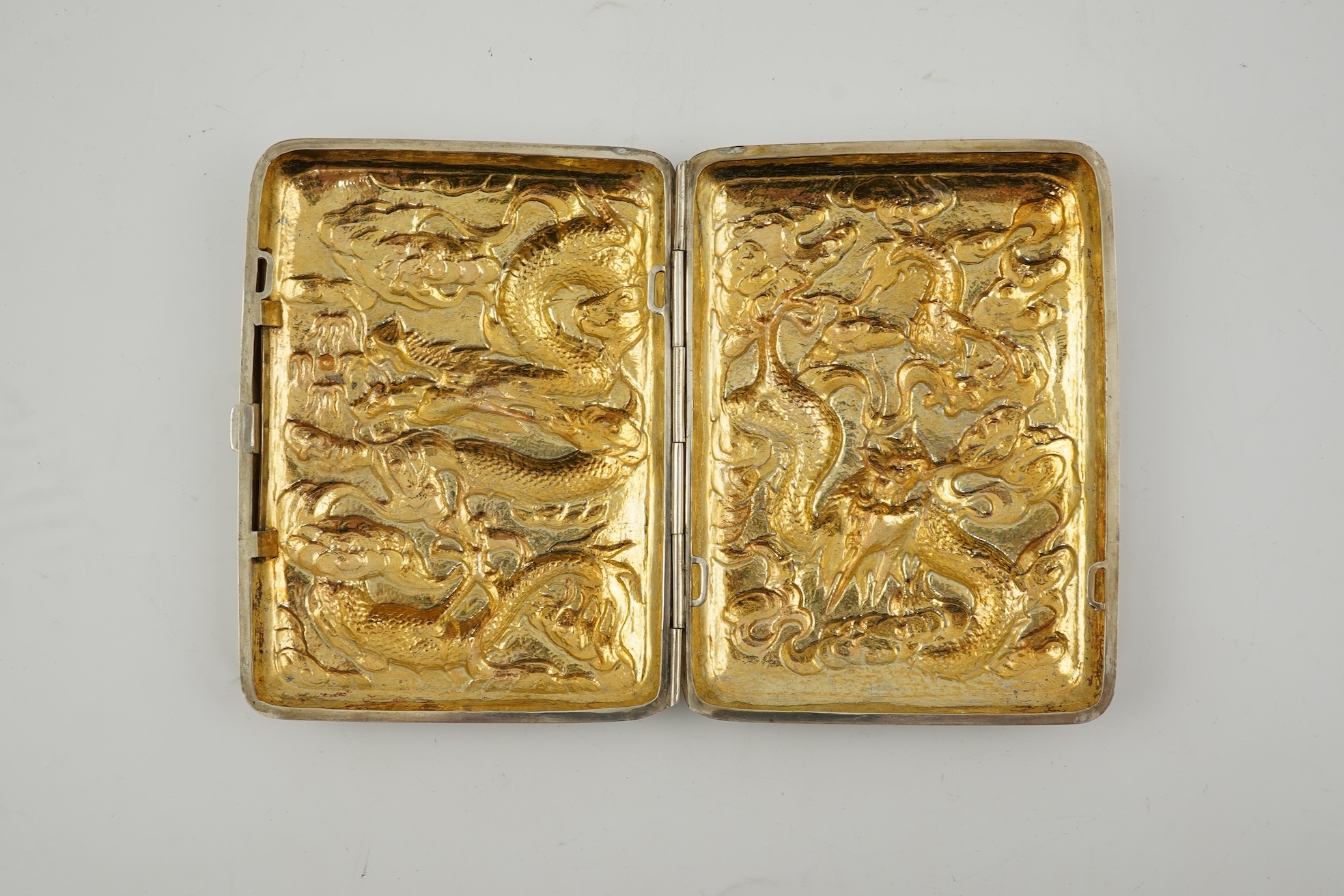 A late 19th/early 20th century Chinese Export silver rectangular cigarette case